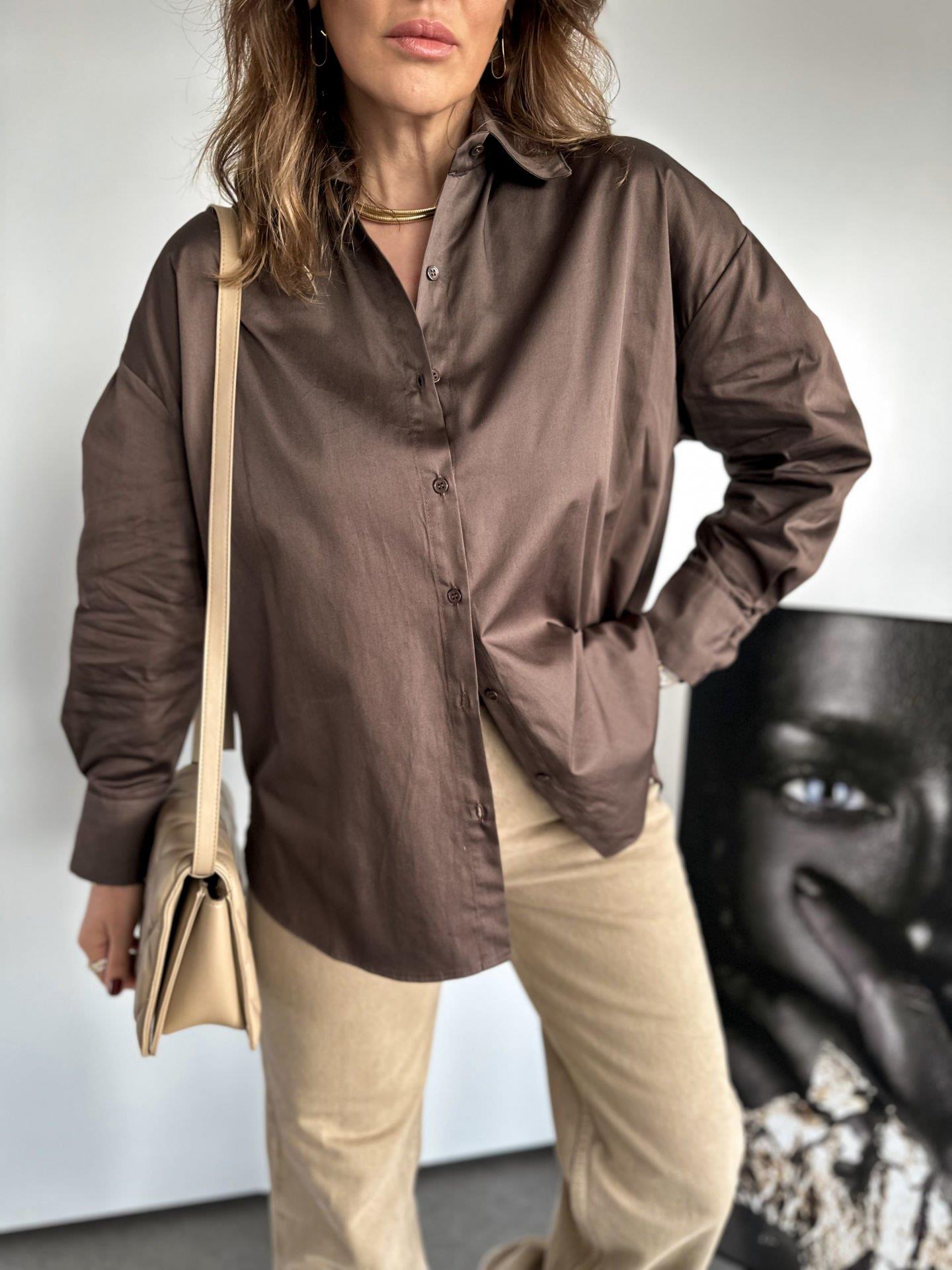 Kahve Basic Poplin Gömlek