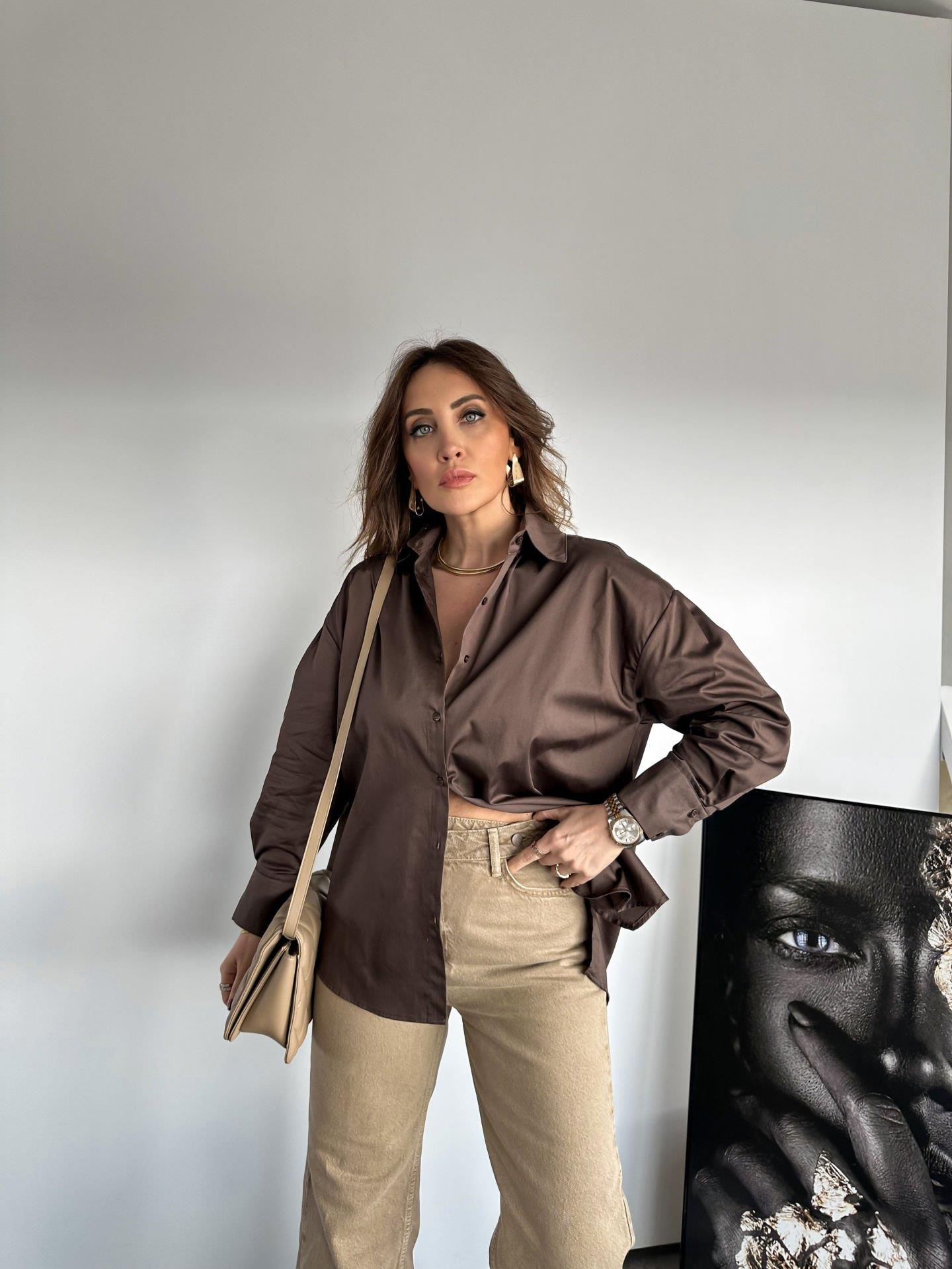 Kahve Basic Poplin Gömlek