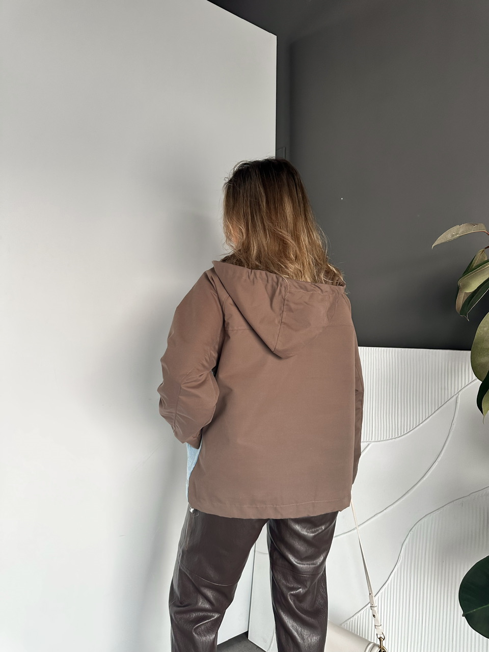 Kahve Büzülebilir Oversize Ceket