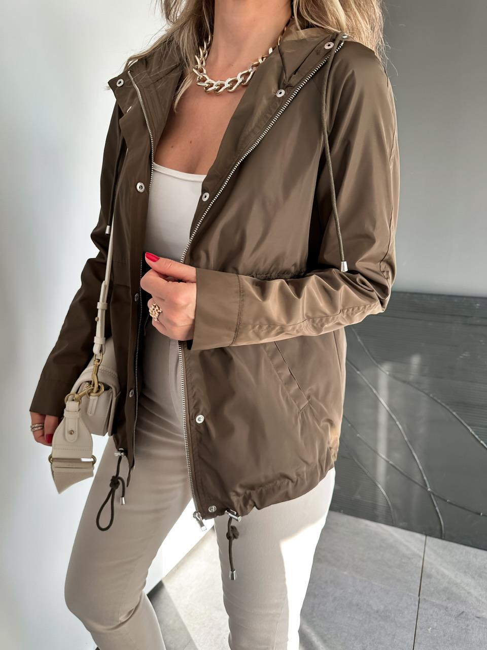 Kahve Cıtcıtlı Kapşonlu Yağmurluk