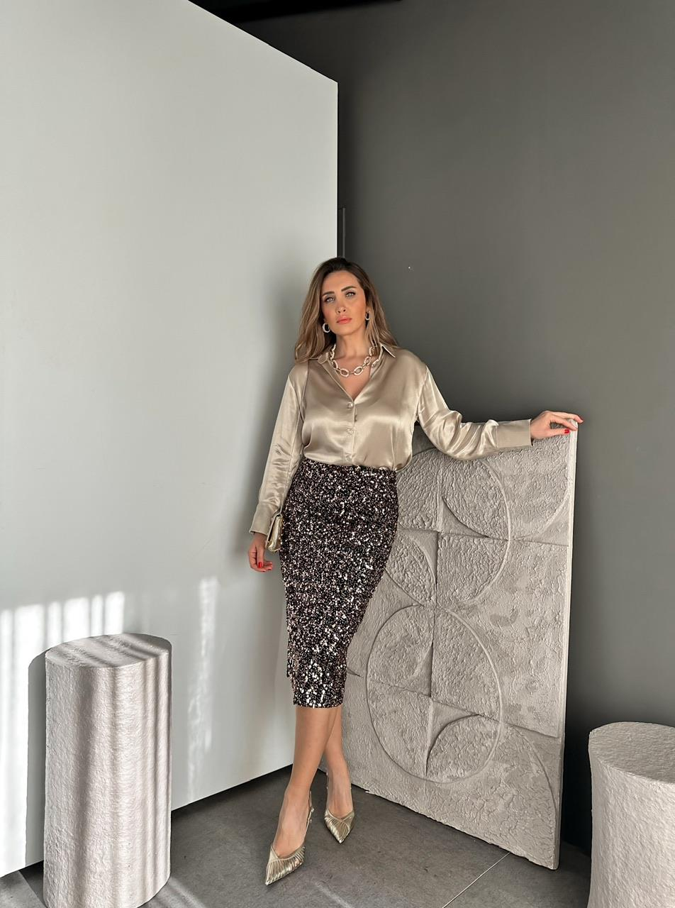 Kahve Pullu Kalem Etek