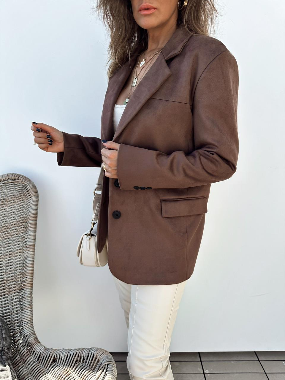 Kahve Süet Blazer Ceket