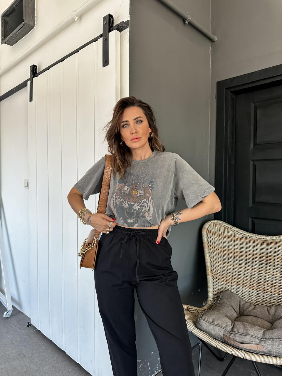 Kaplan Figürlü Aning Bing Tshirt