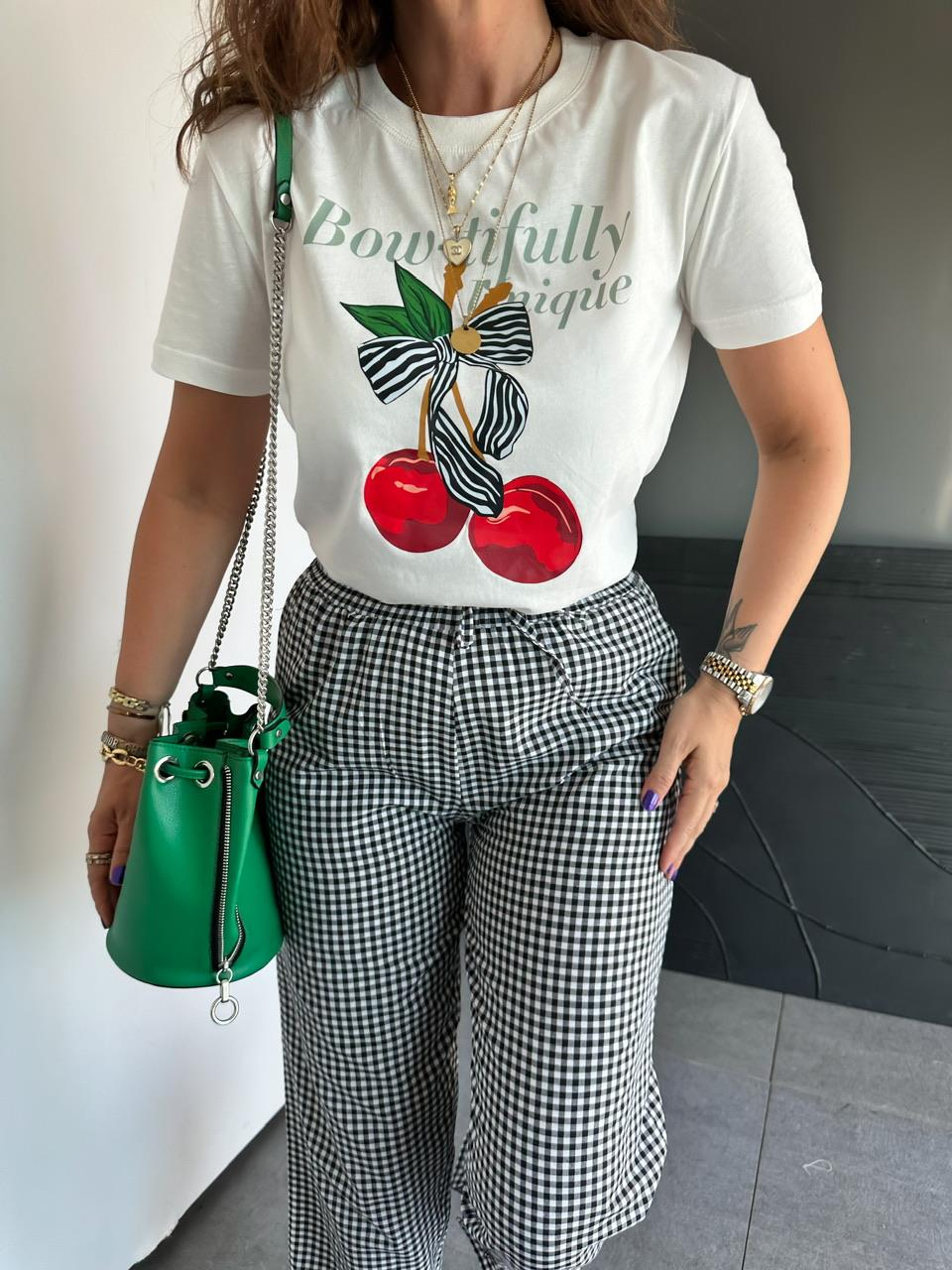 Kiraz Baskılı Unique Tshirt