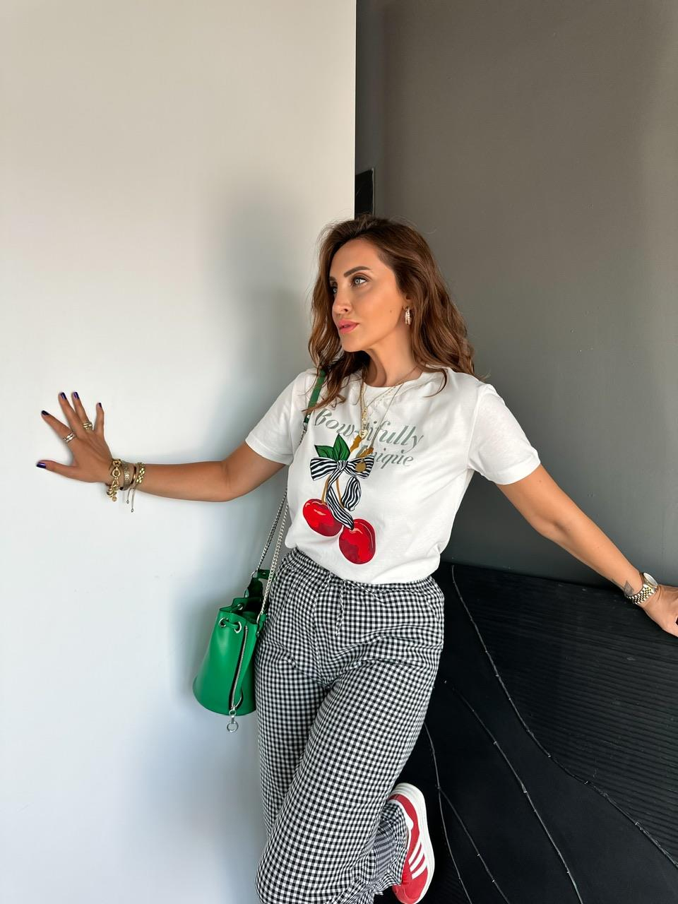 Kiraz Baskılı Unique Tshirt