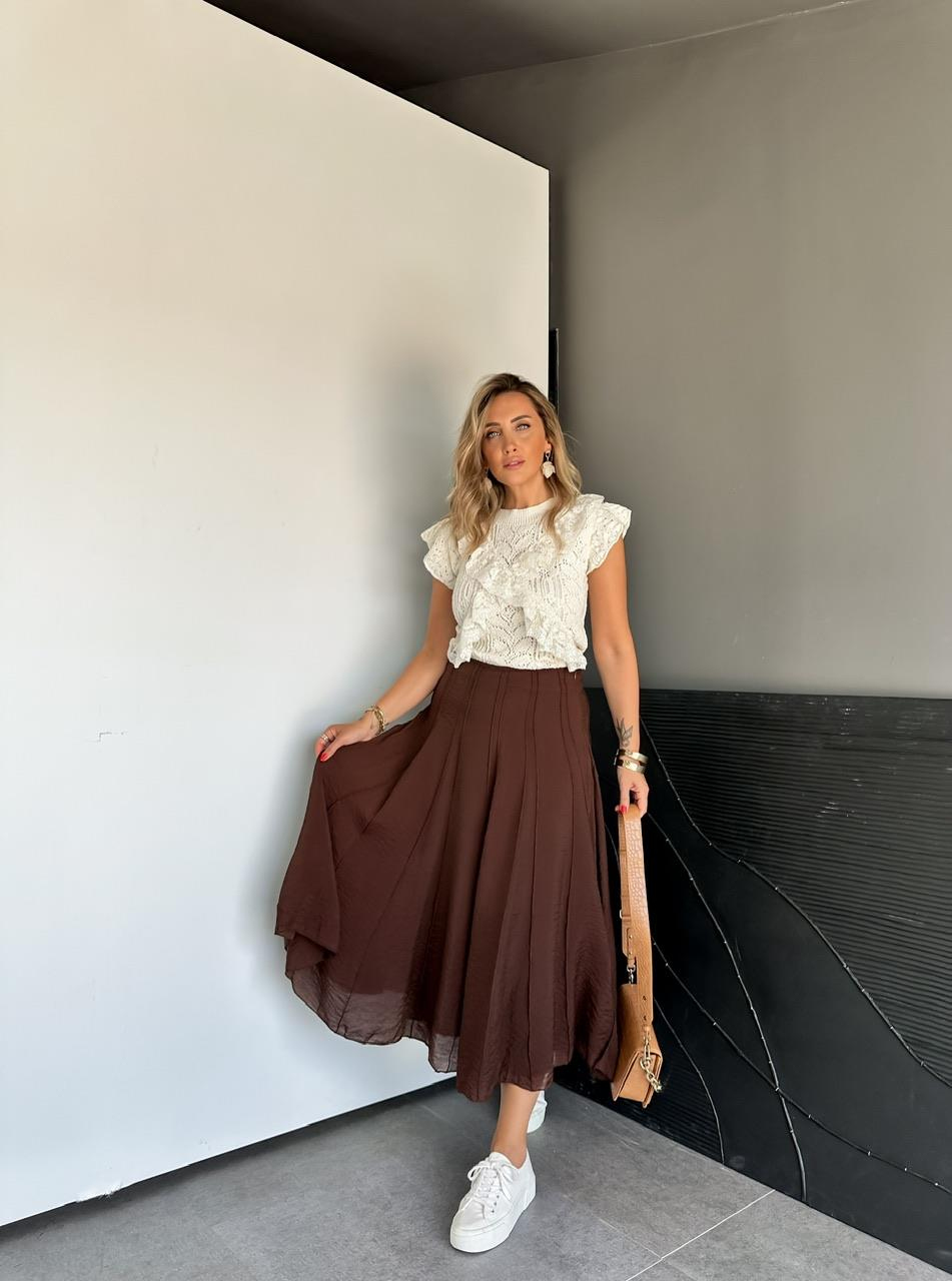 Krem Ajurlu Dantelli Triko