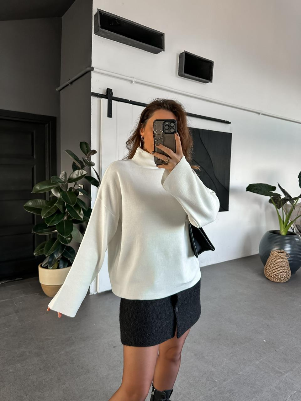 Krem Balıkçı Yaka Basic Kazak