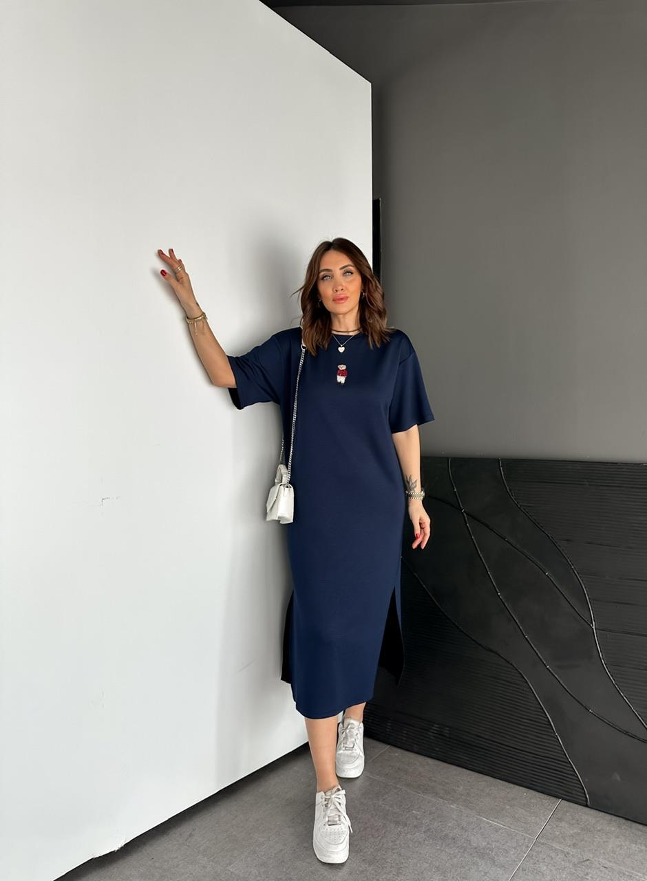 Lacivert  Ayıcıklı Modal Basic Elbise