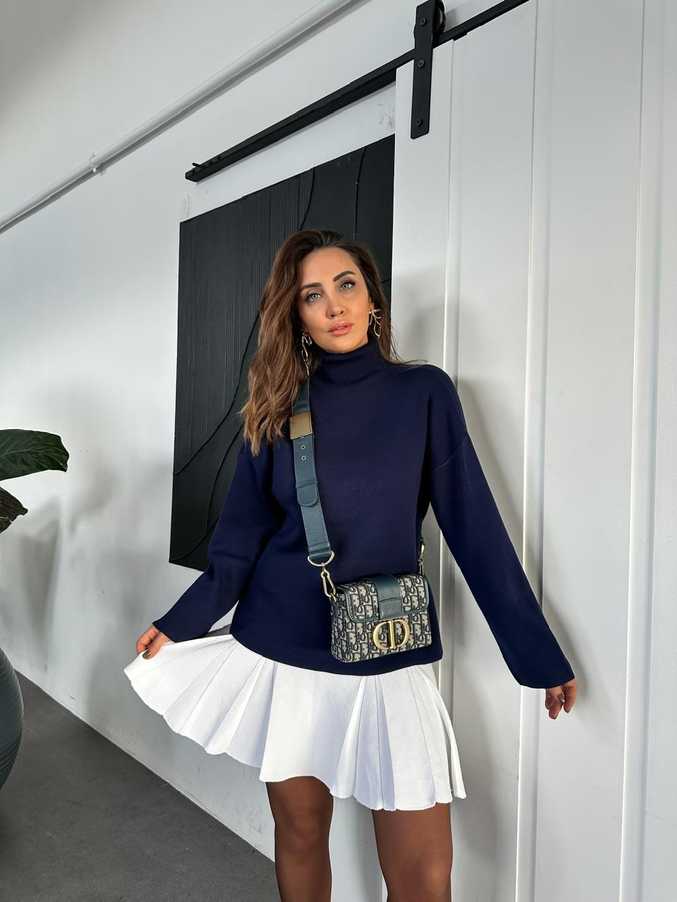 Lacivert Balıkçı Yaka Basic Kazak