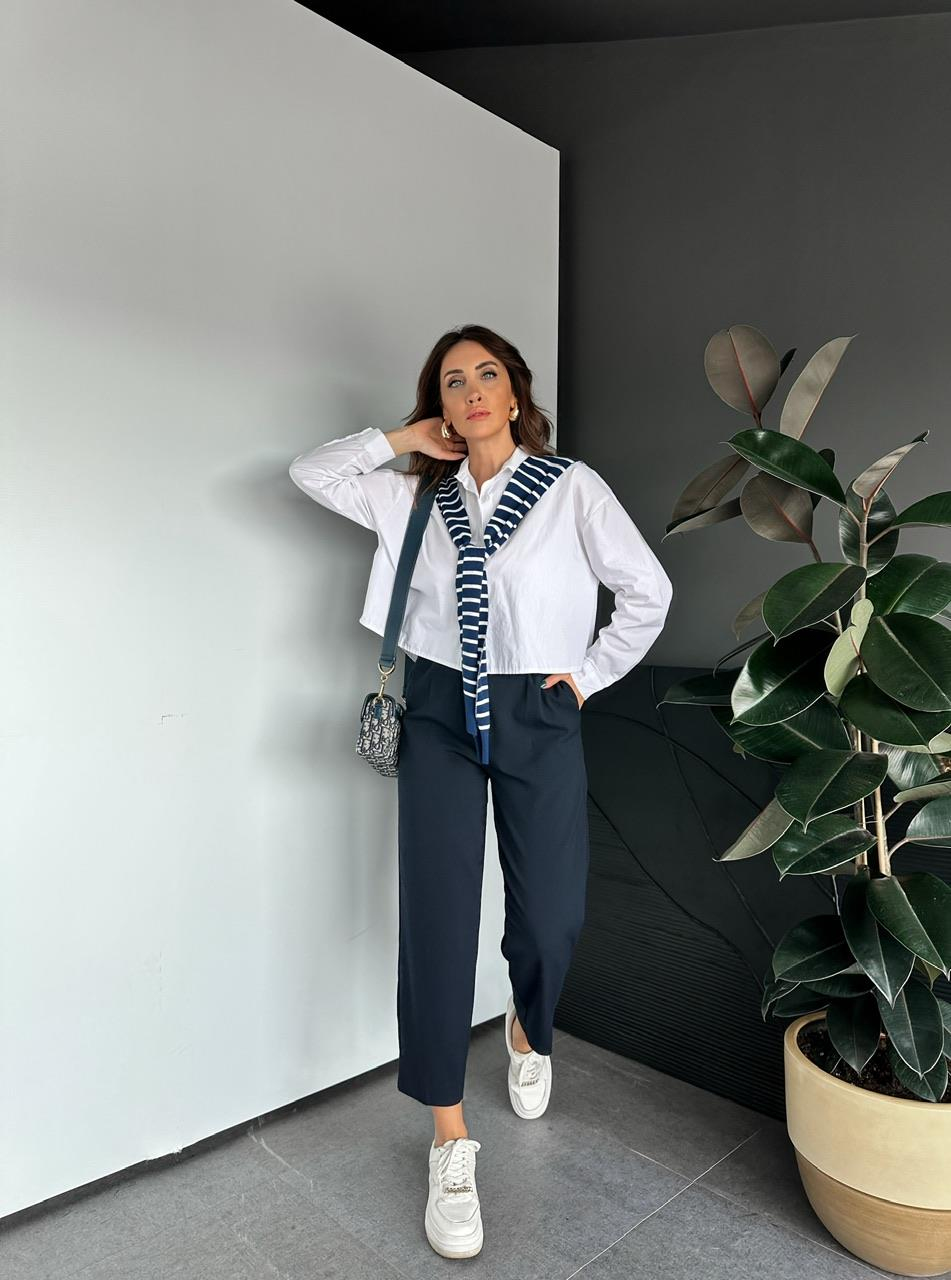 Lacivert Cepli Basic Kumaş Pantolon