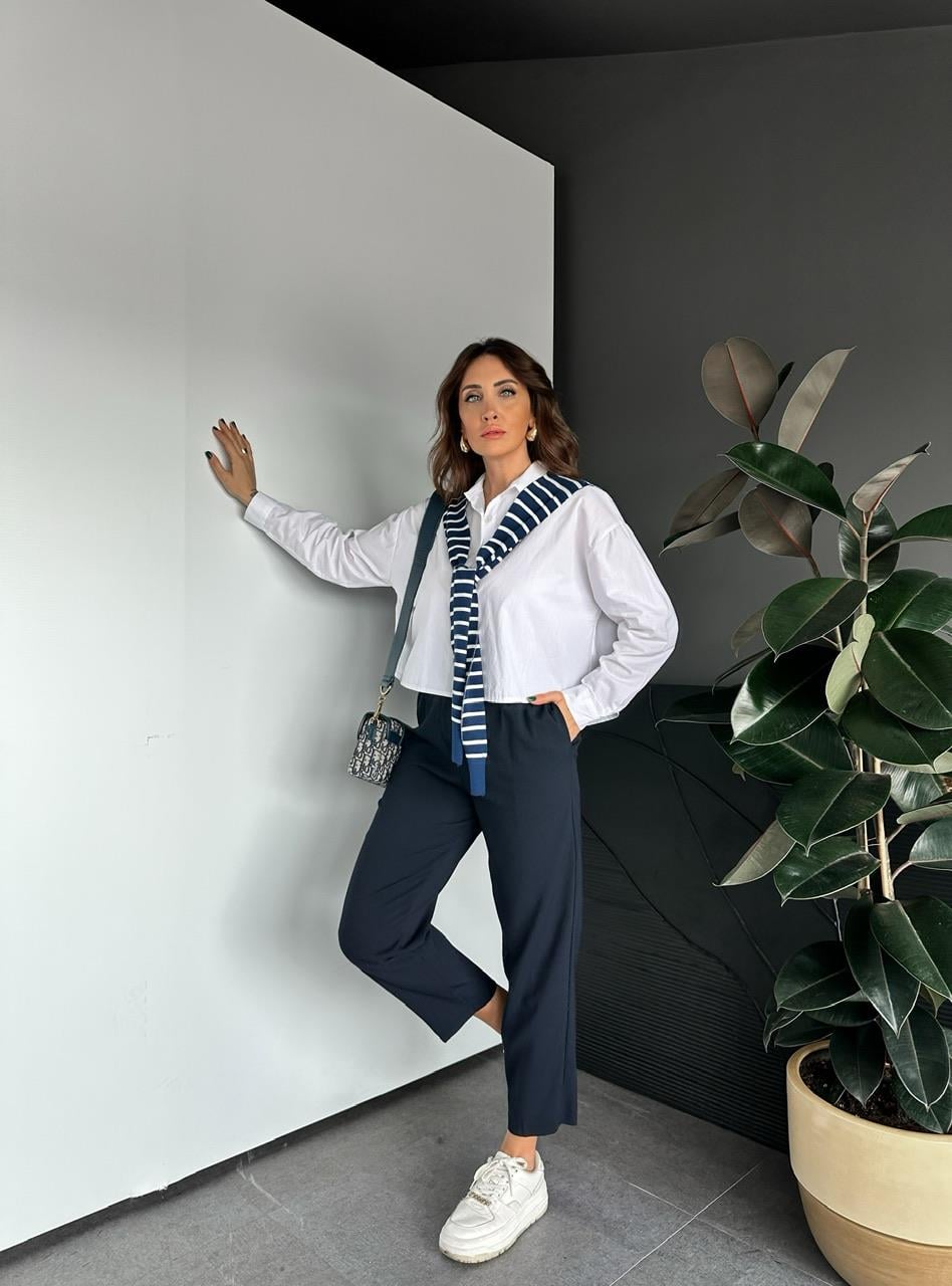 Lacivert Cepli Basic Kumaş Pantolon