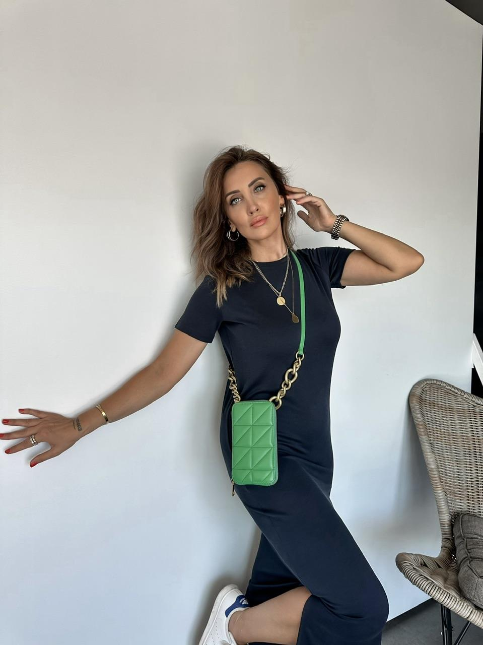 Lacivert Modal Yırtmaçlı Basic Elbise