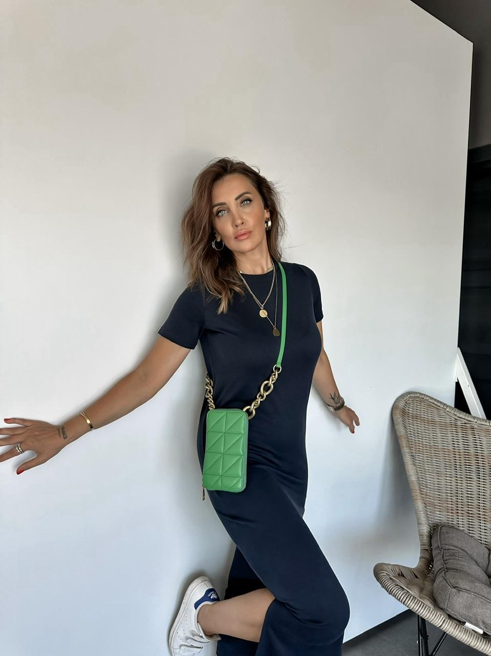 Lacivert Modal Yırtmaçlı Basic Elbise