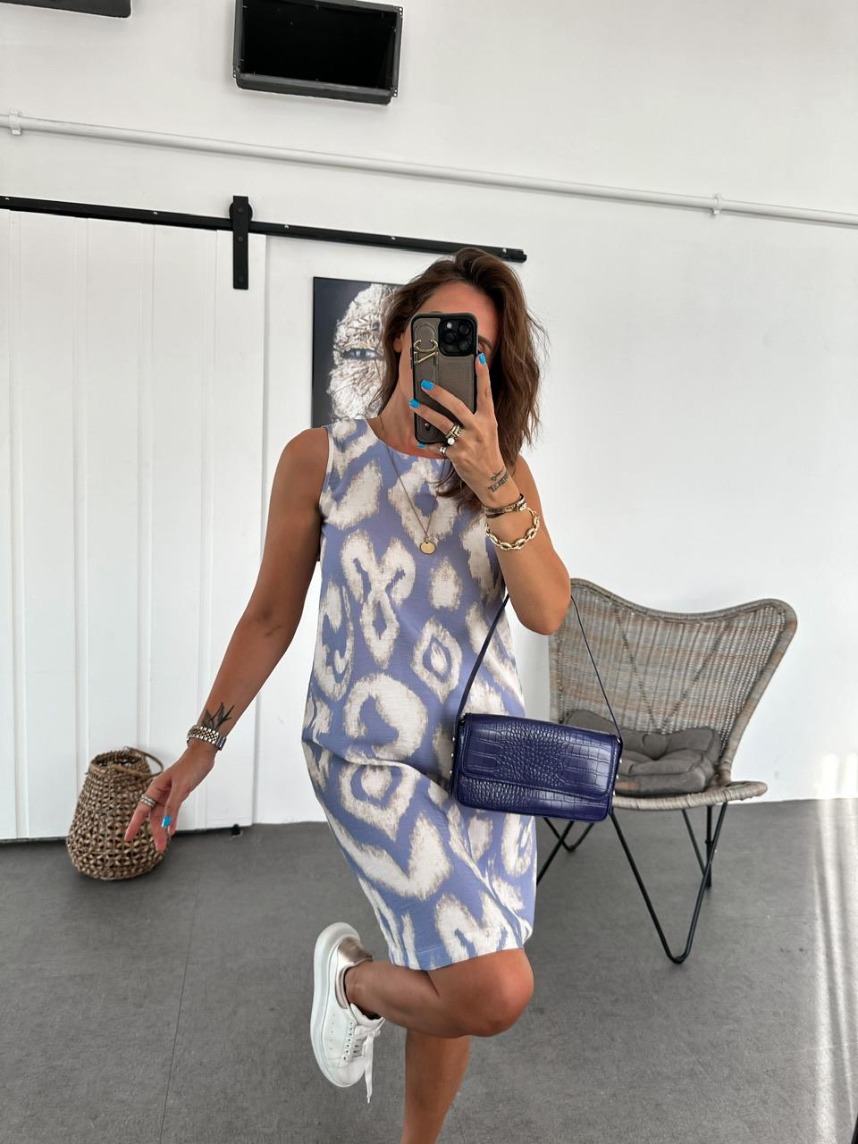 Lila Batik Desen Basic Elbise