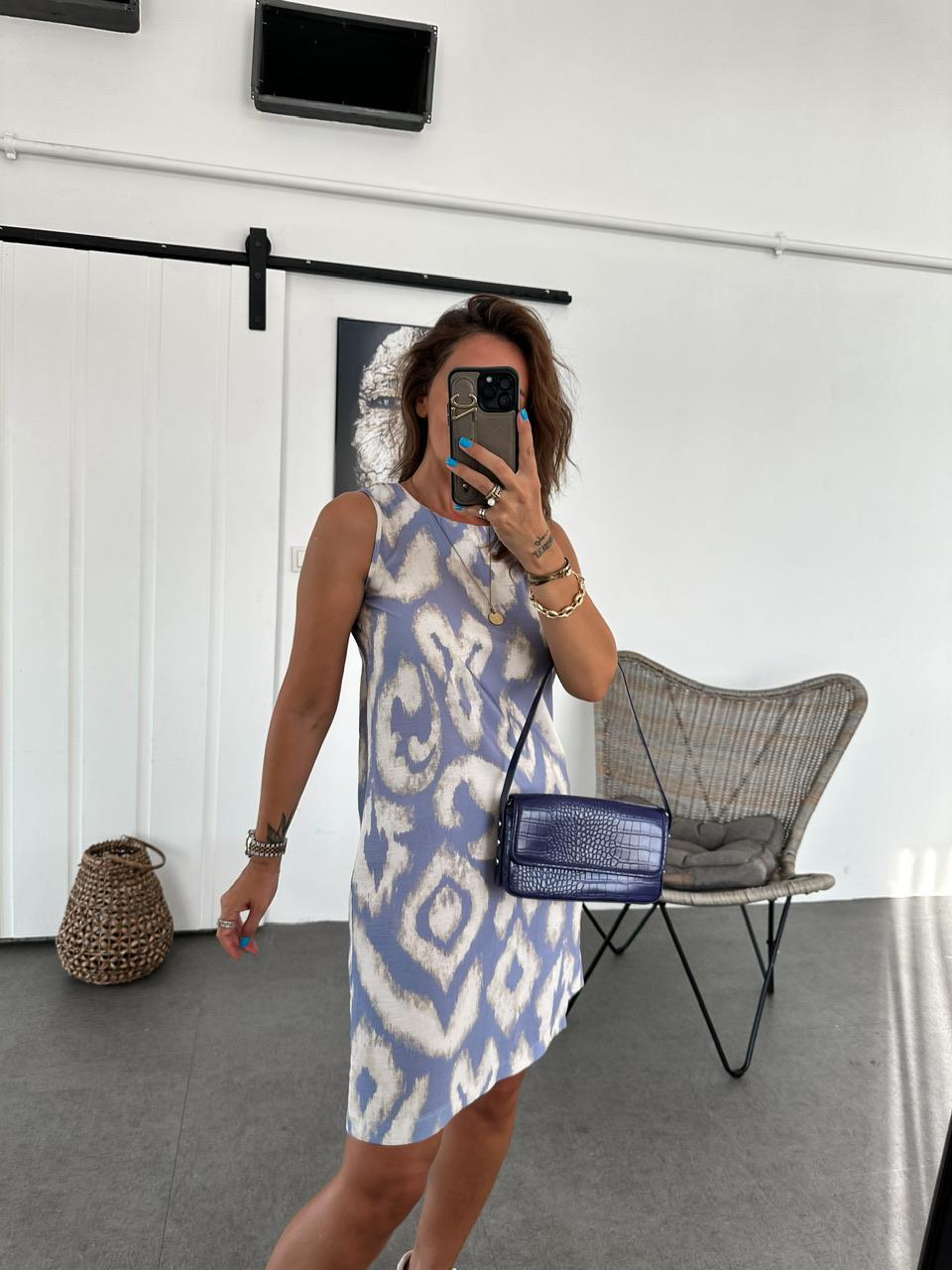 Lila Batik Desen Basic Elbise