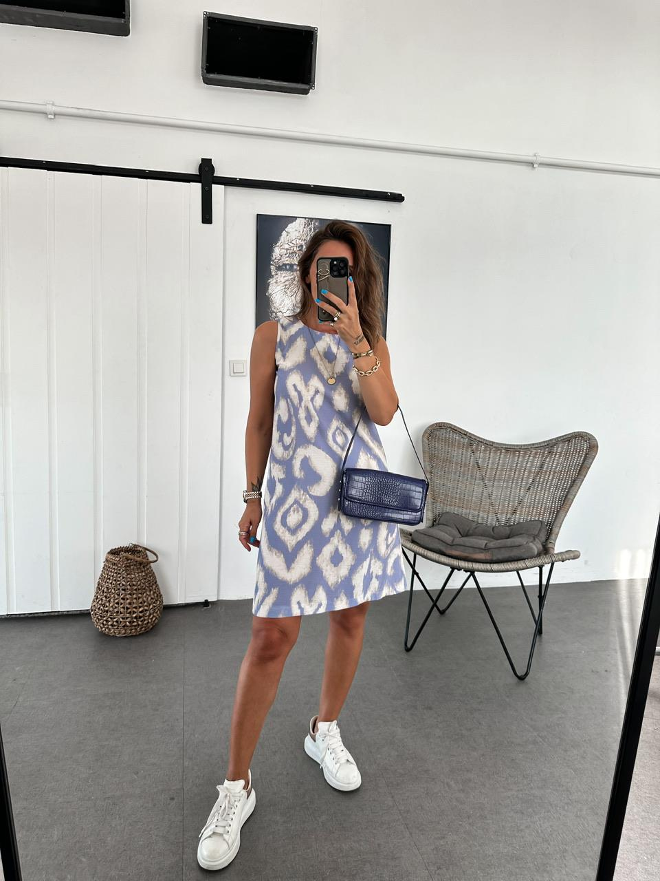 Lila Batik Desen Basic Elbise