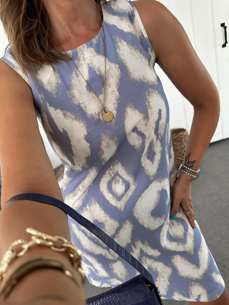 Lila Batik Desen Basic Elbise