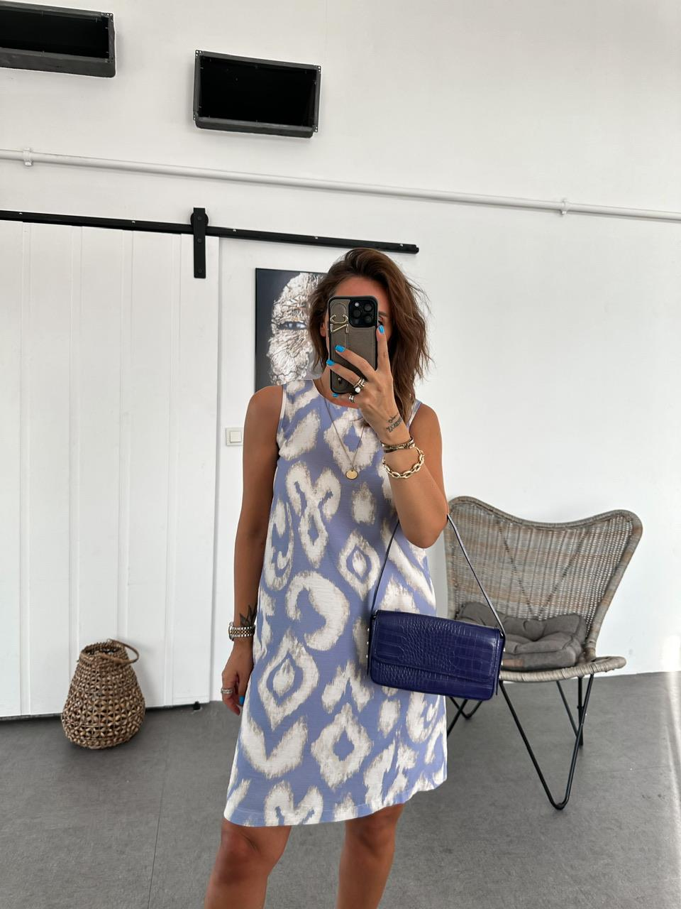 Lila Batik Desen Basic Elbise