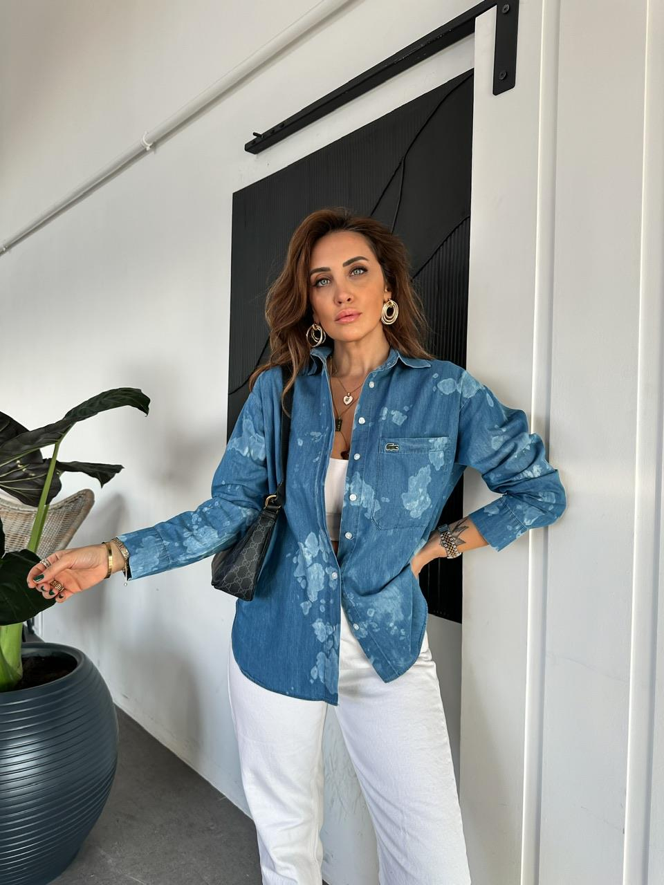 Mavi Batik Kot Gömlek