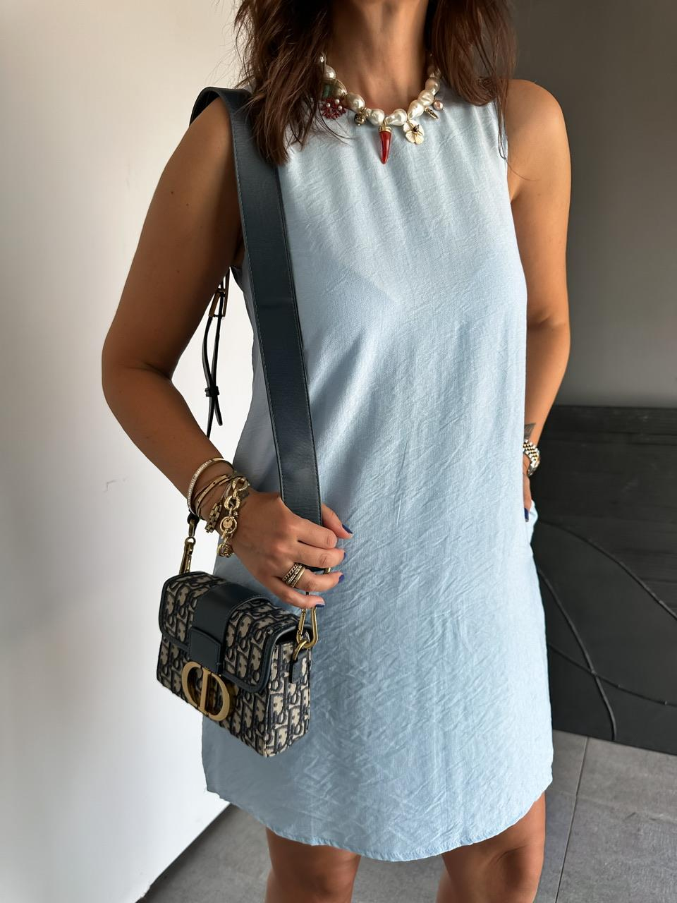 Mavi Cepli Basic Cotton Elbise