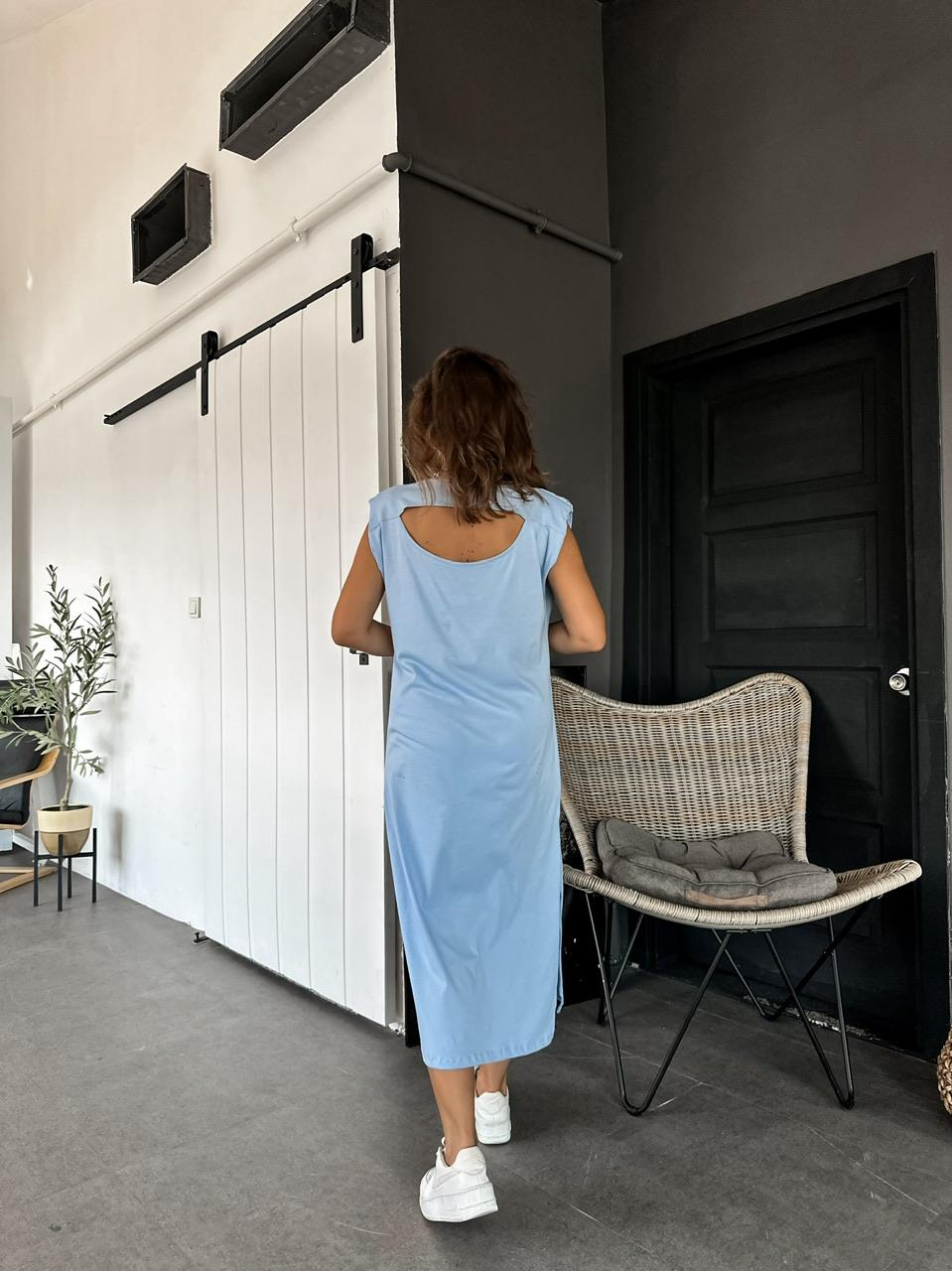 Mavi Sırt Detaylı Basic Elbise