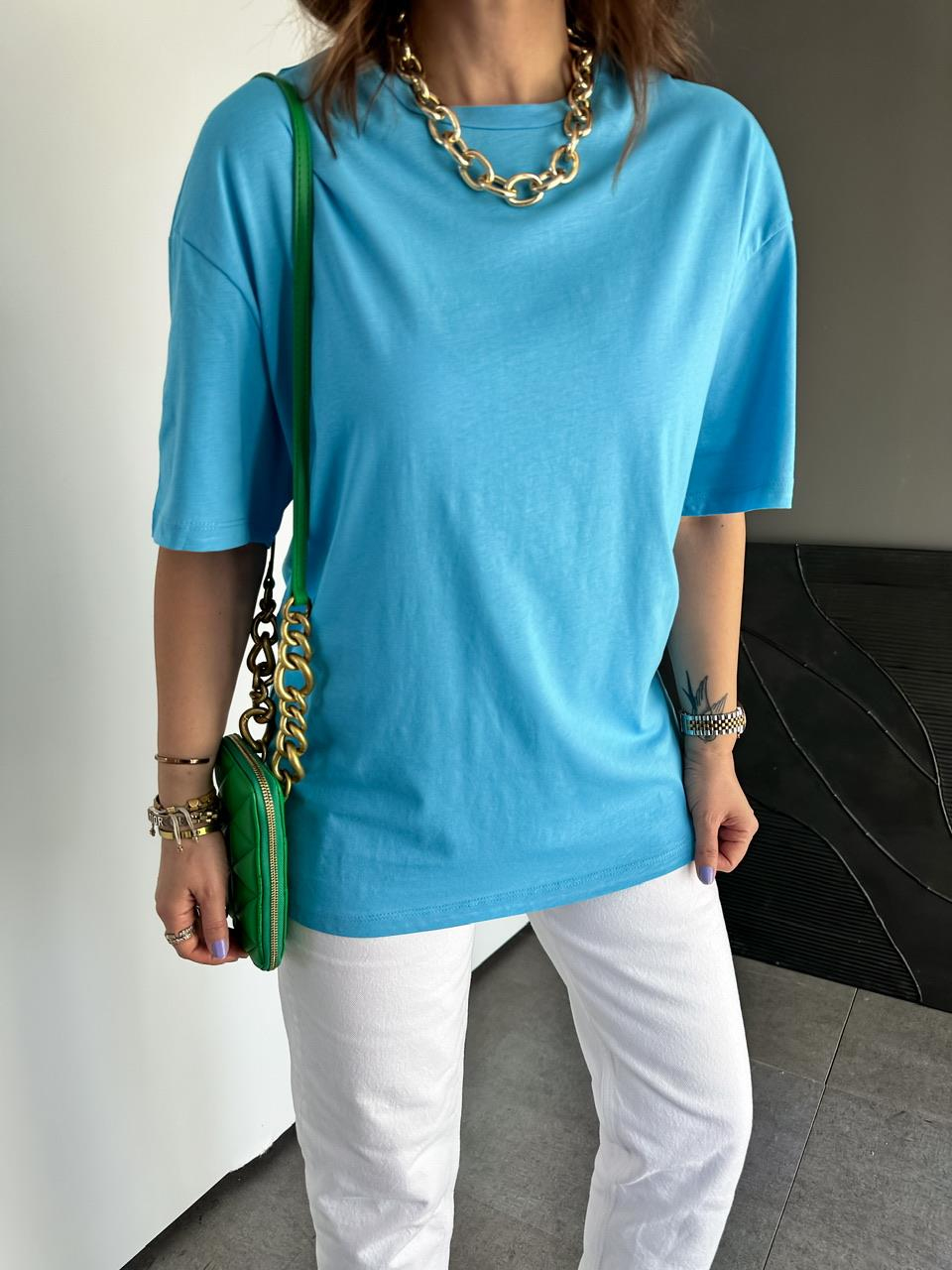 Mavi Uzun Basic Cotton Tshirt