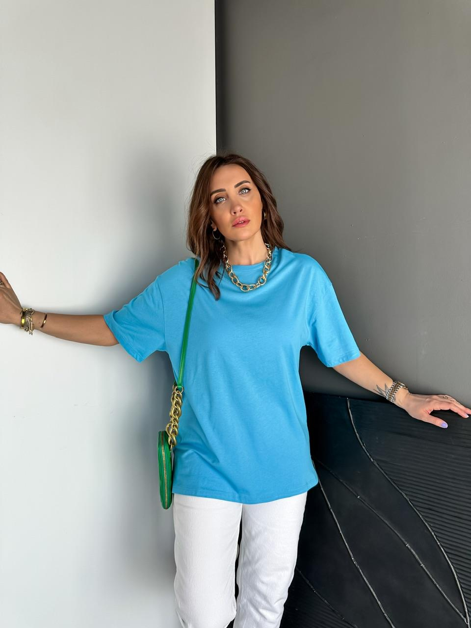Mavi Uzun Basic Cotton Tshirt
