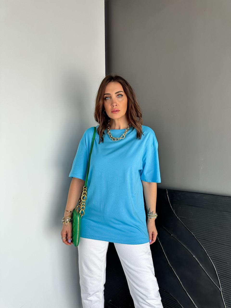 Mavi Uzun Basic Cotton Tshirt