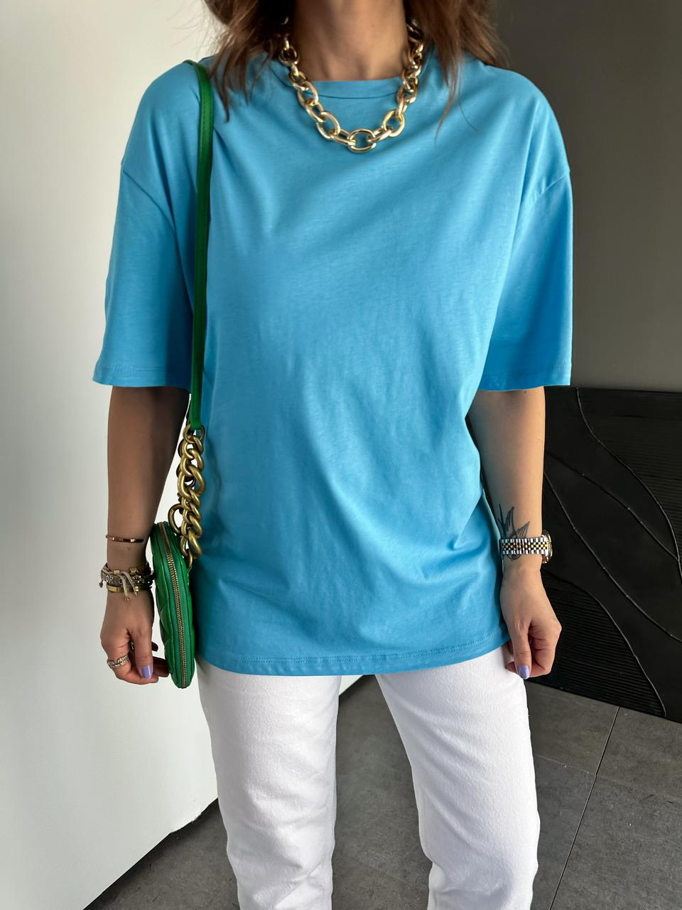 Mavi Uzun Basic Cotton Tshirt