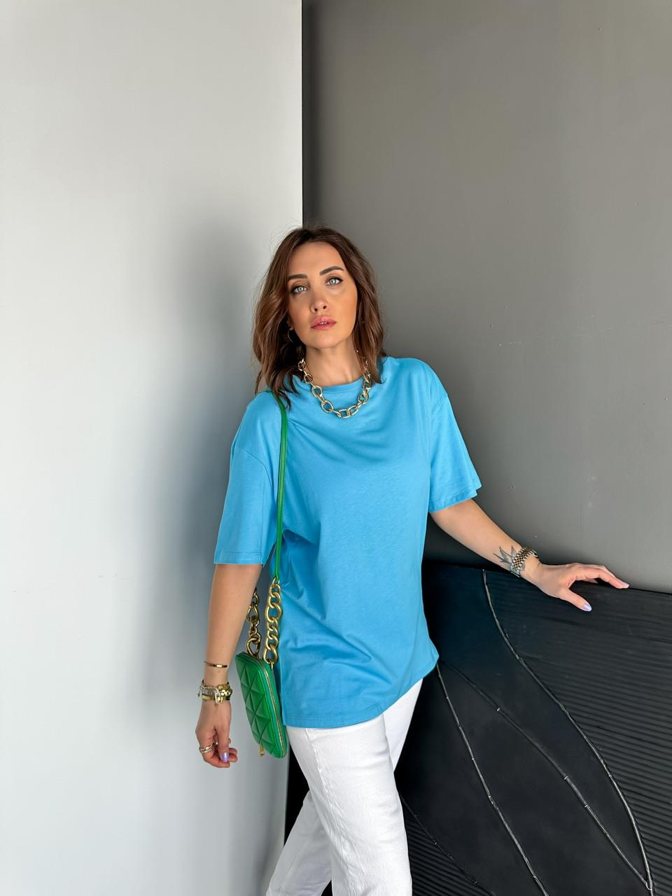 Mavi Uzun Basic Cotton Tshirt