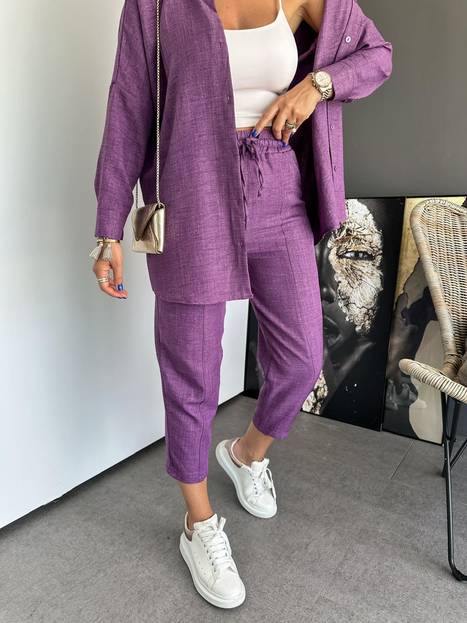Mor Keten Gömlekli Basic Takım