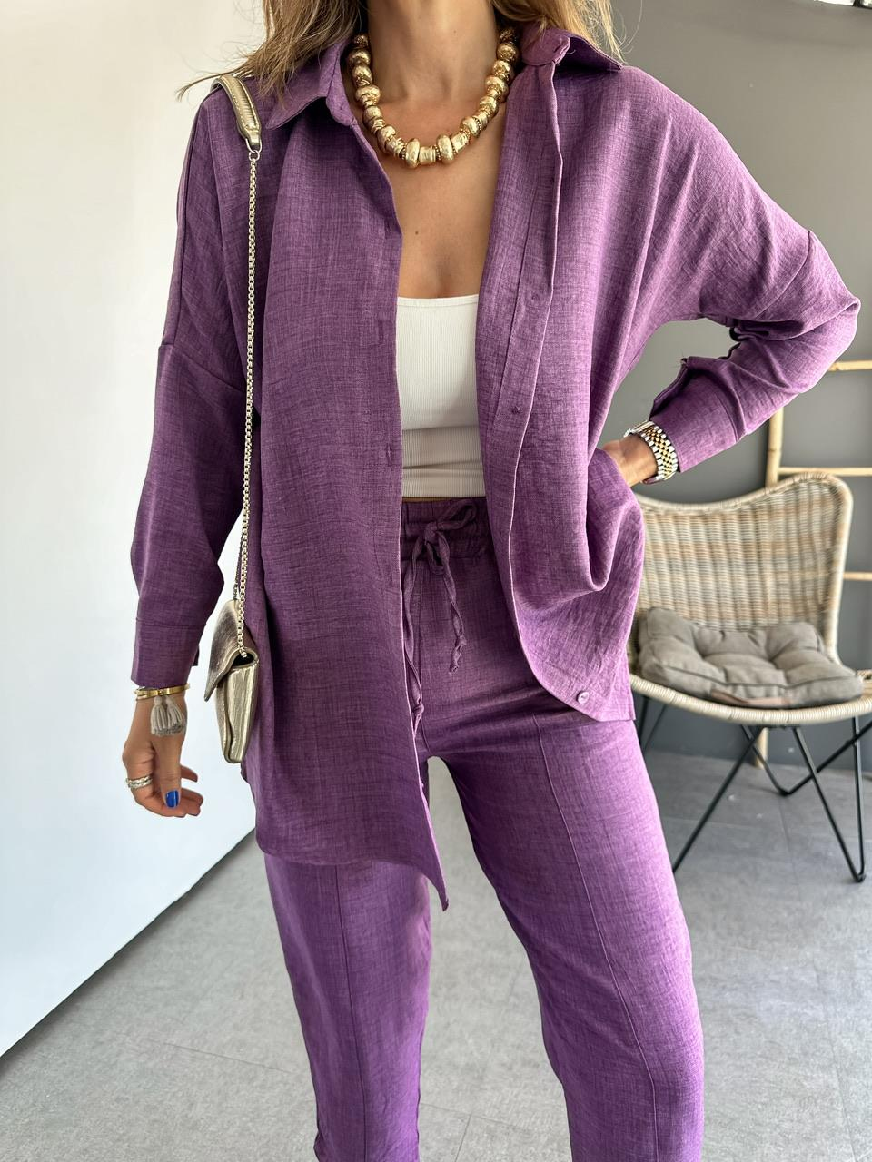 Mor Keten Gömlekli Basic Takım