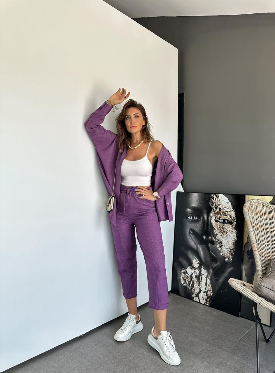 Mor Keten Gömlekli Basic Takım