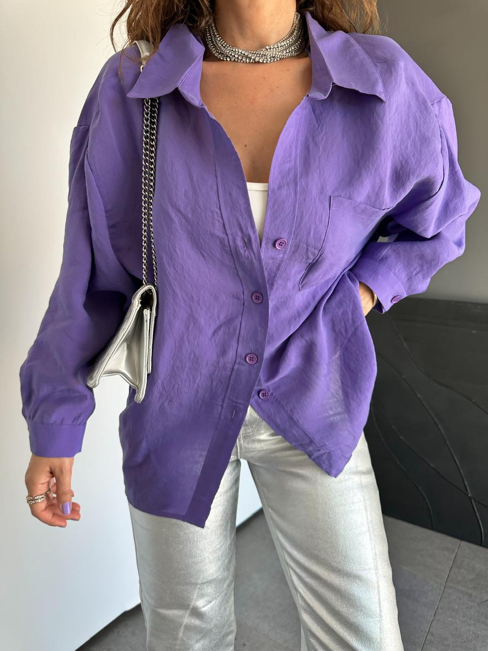 Mor Tek Cepli Salaş Soft Gömlek