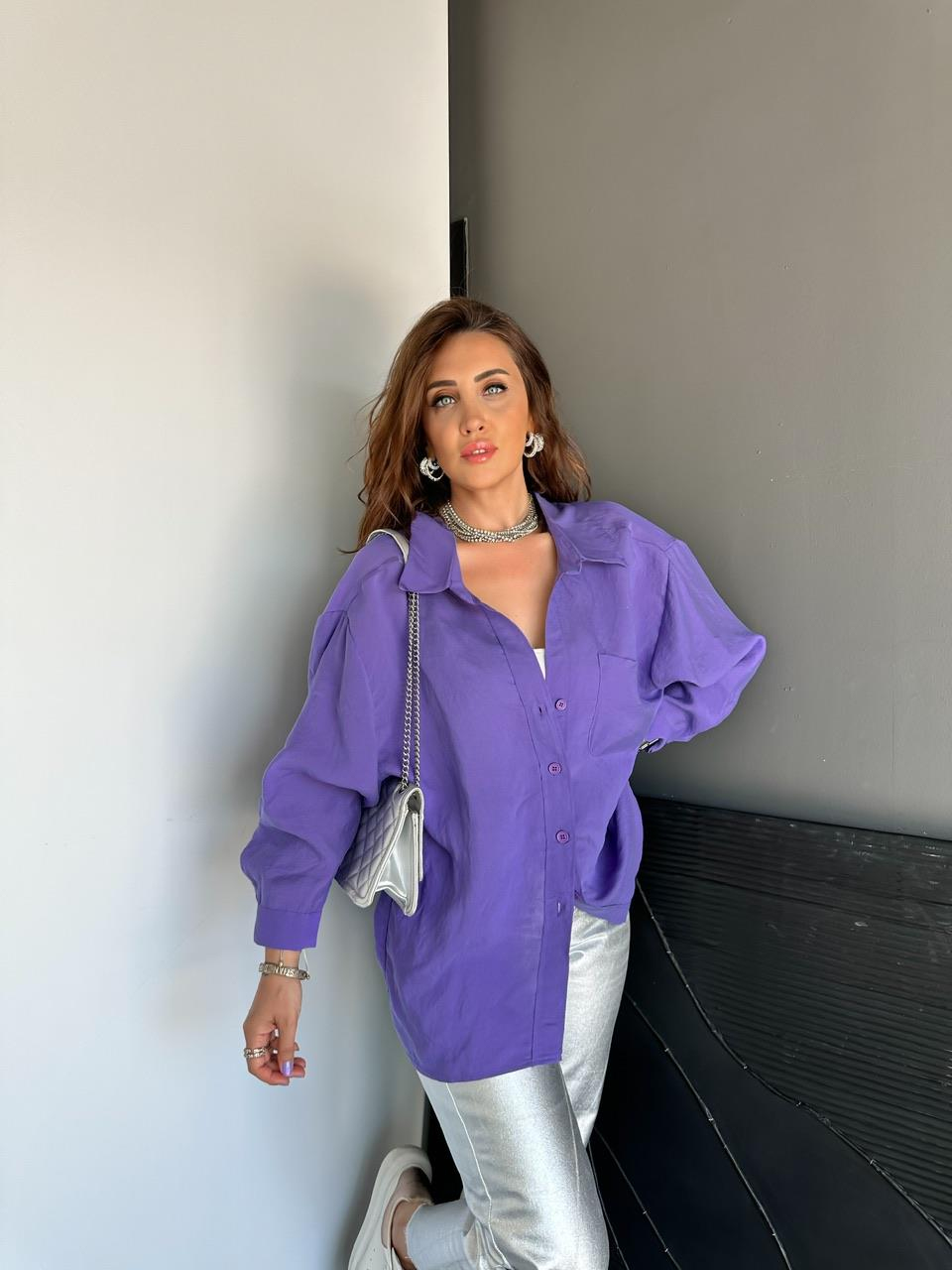 Mor Tek Cepli Salaş Soft Gömlek
