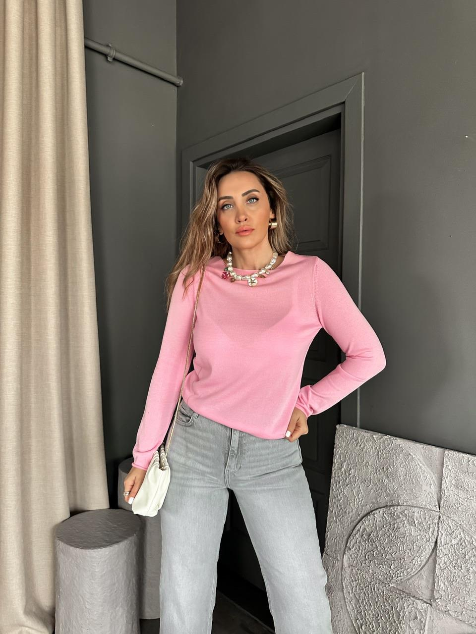 Pembe Merserize İnce Triko