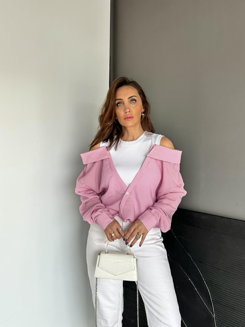 Pembe Triko Atletli Tasarım Gömlek