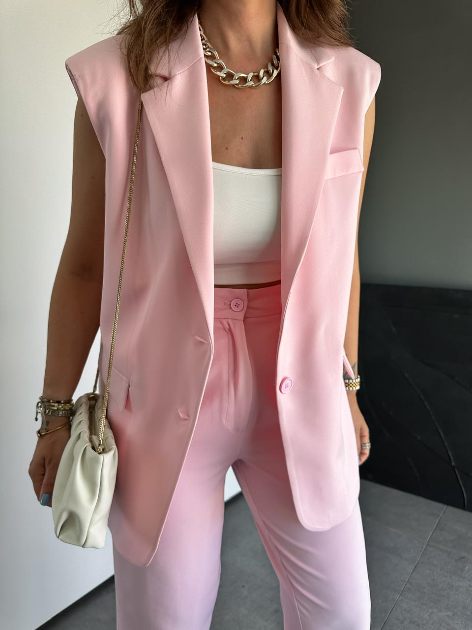 Pembe Yelek Pantolon Basic Marka Model Takım