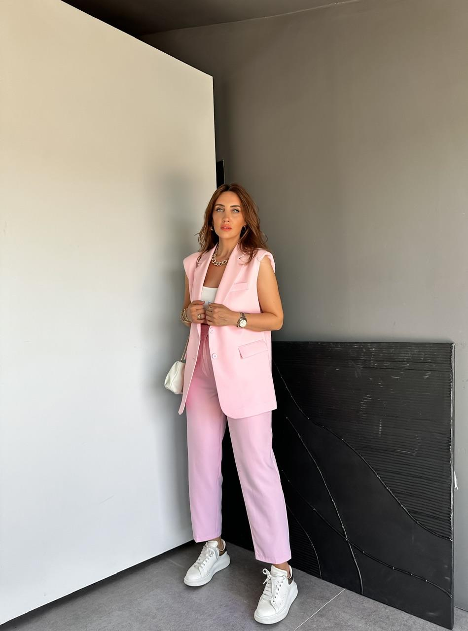 Pembe Yelek Pantolon Basic Marka Model Takım