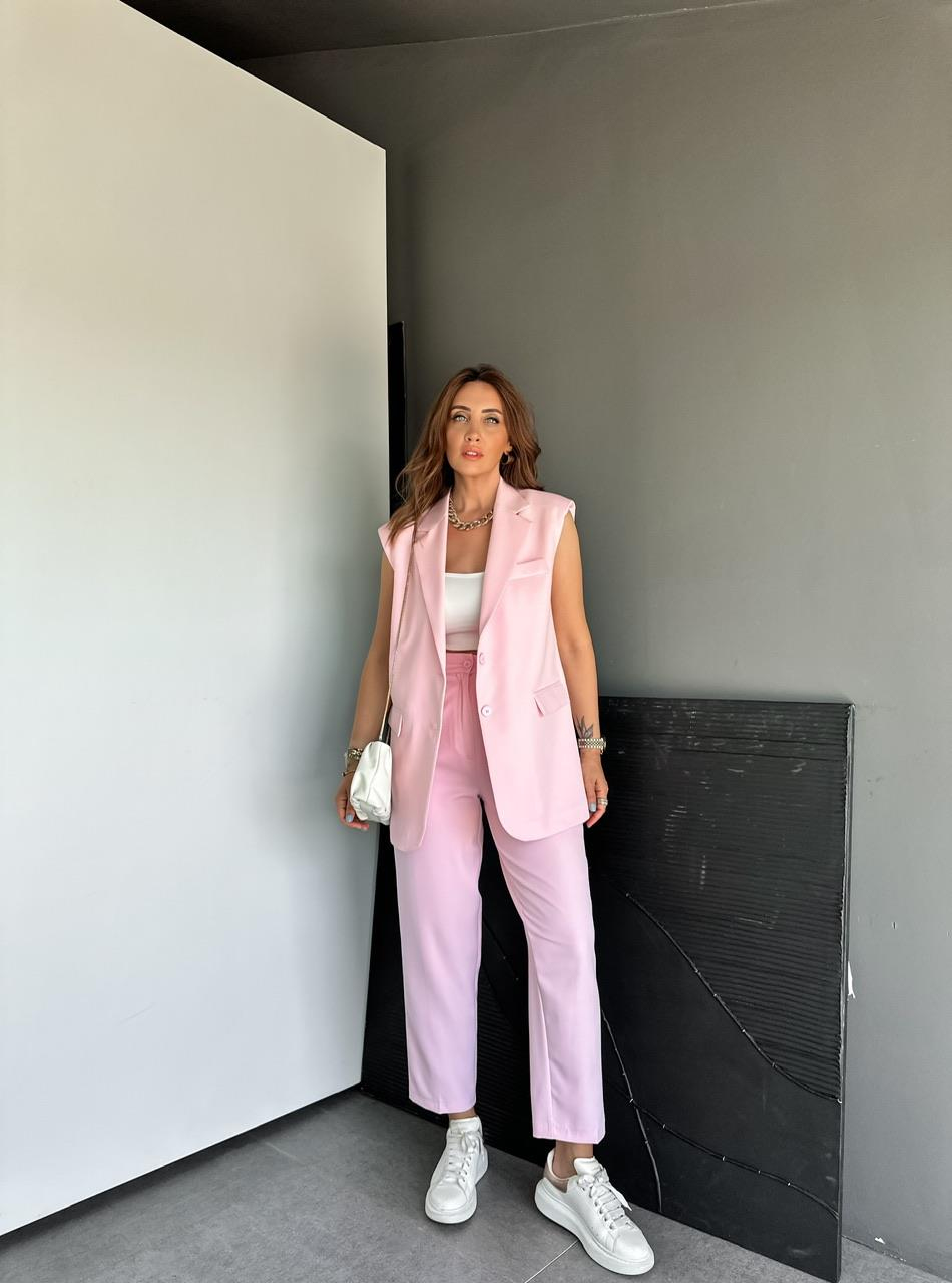 Pembe Yelek Pantolon Basic Marka Model Takım