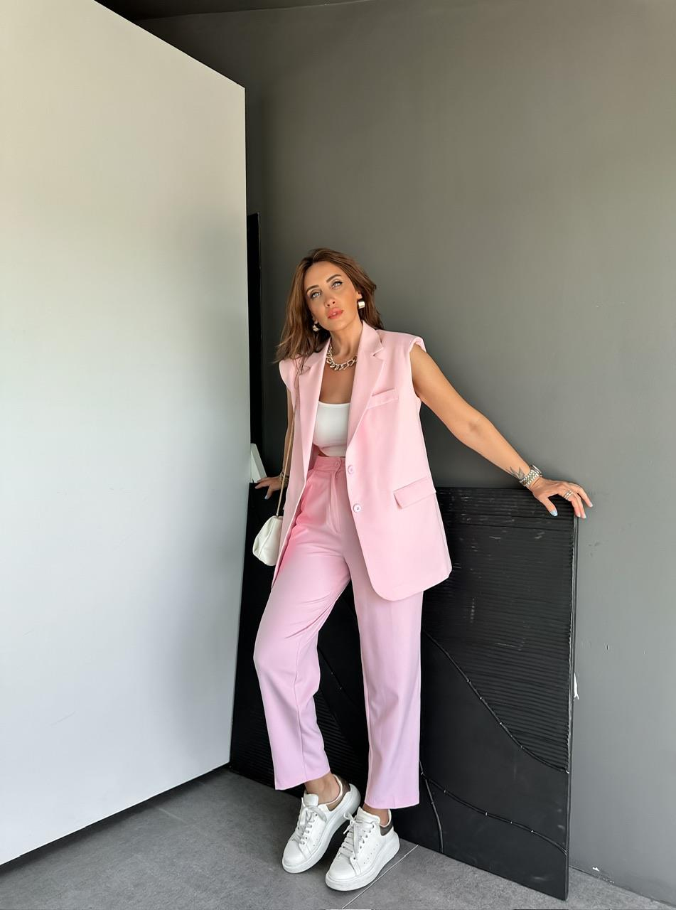 Pembe Yelek Pantolon Basic Marka Model Takım