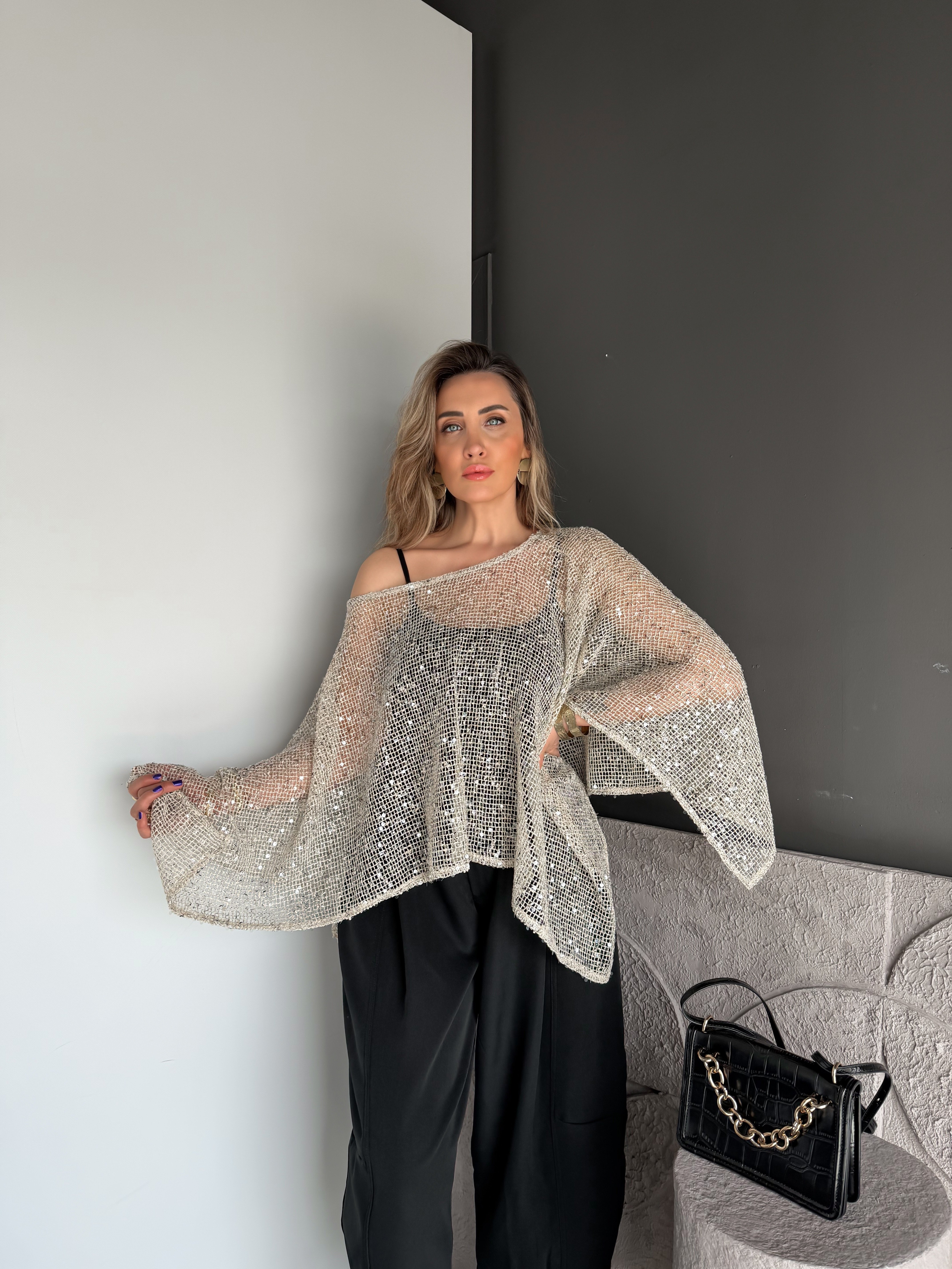 Pullu Atletli Pelerin Bluz