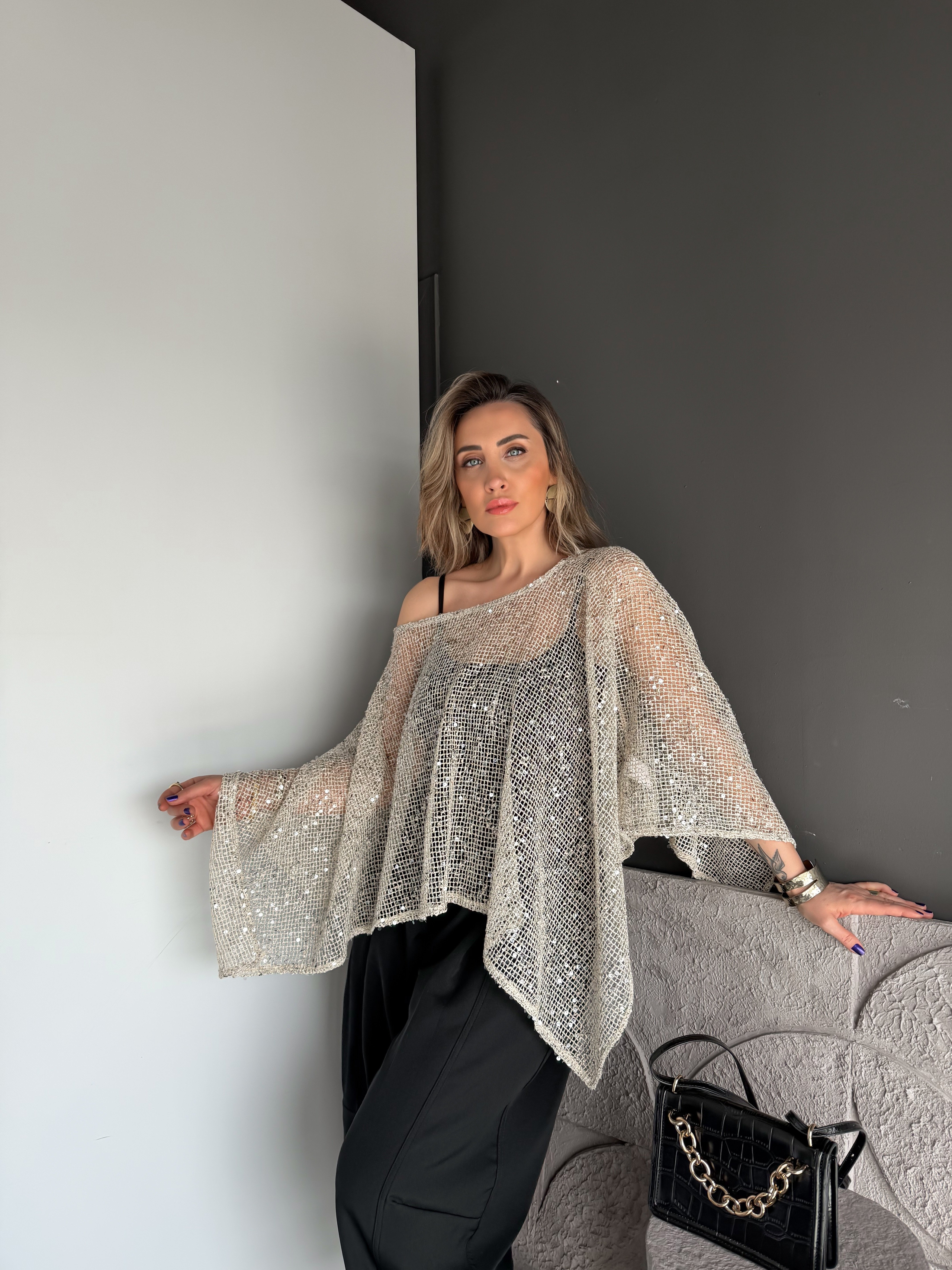 Pullu Atletli Pelerin Bluz