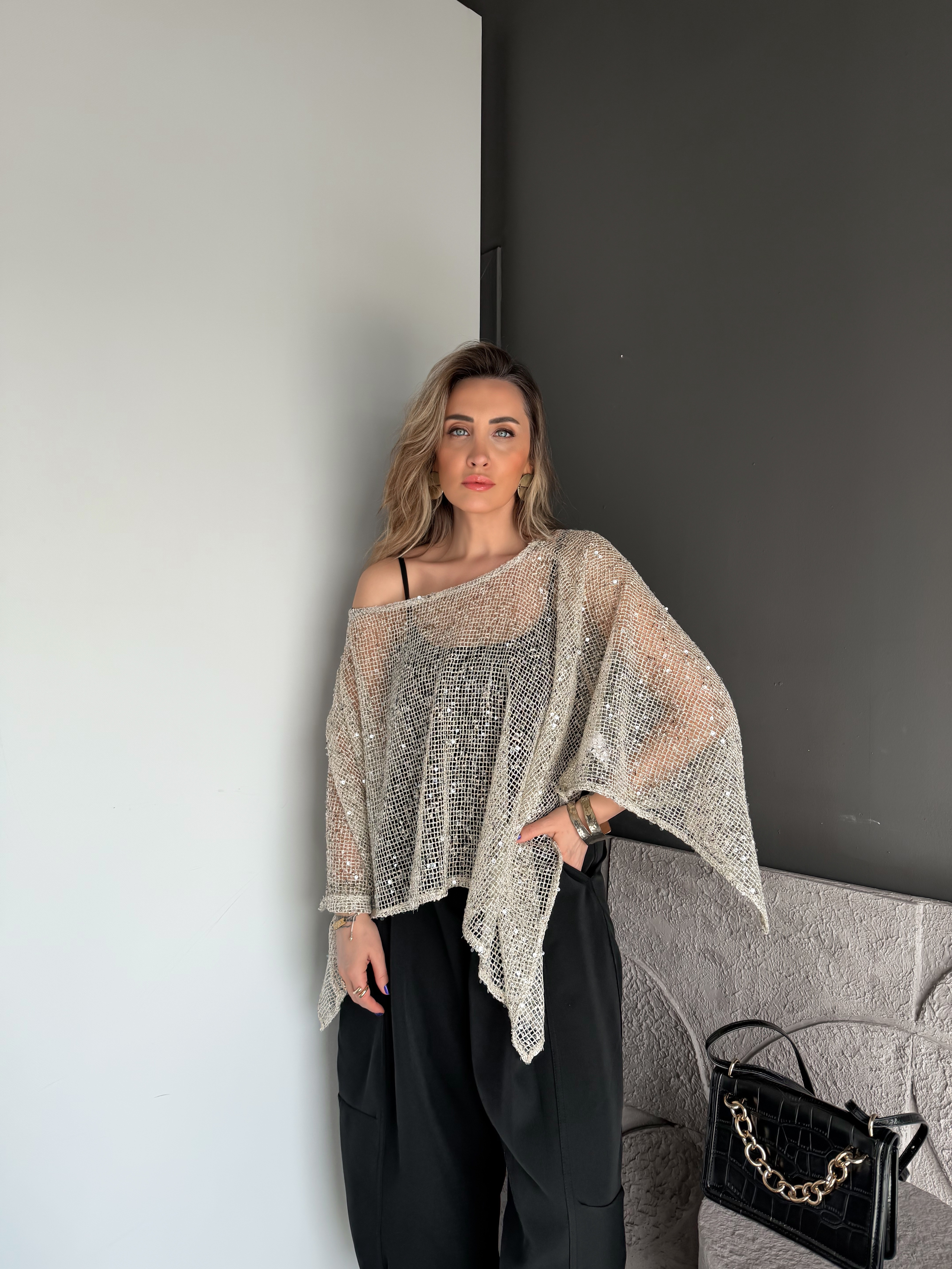 Pullu Atletli Pelerin Bluz