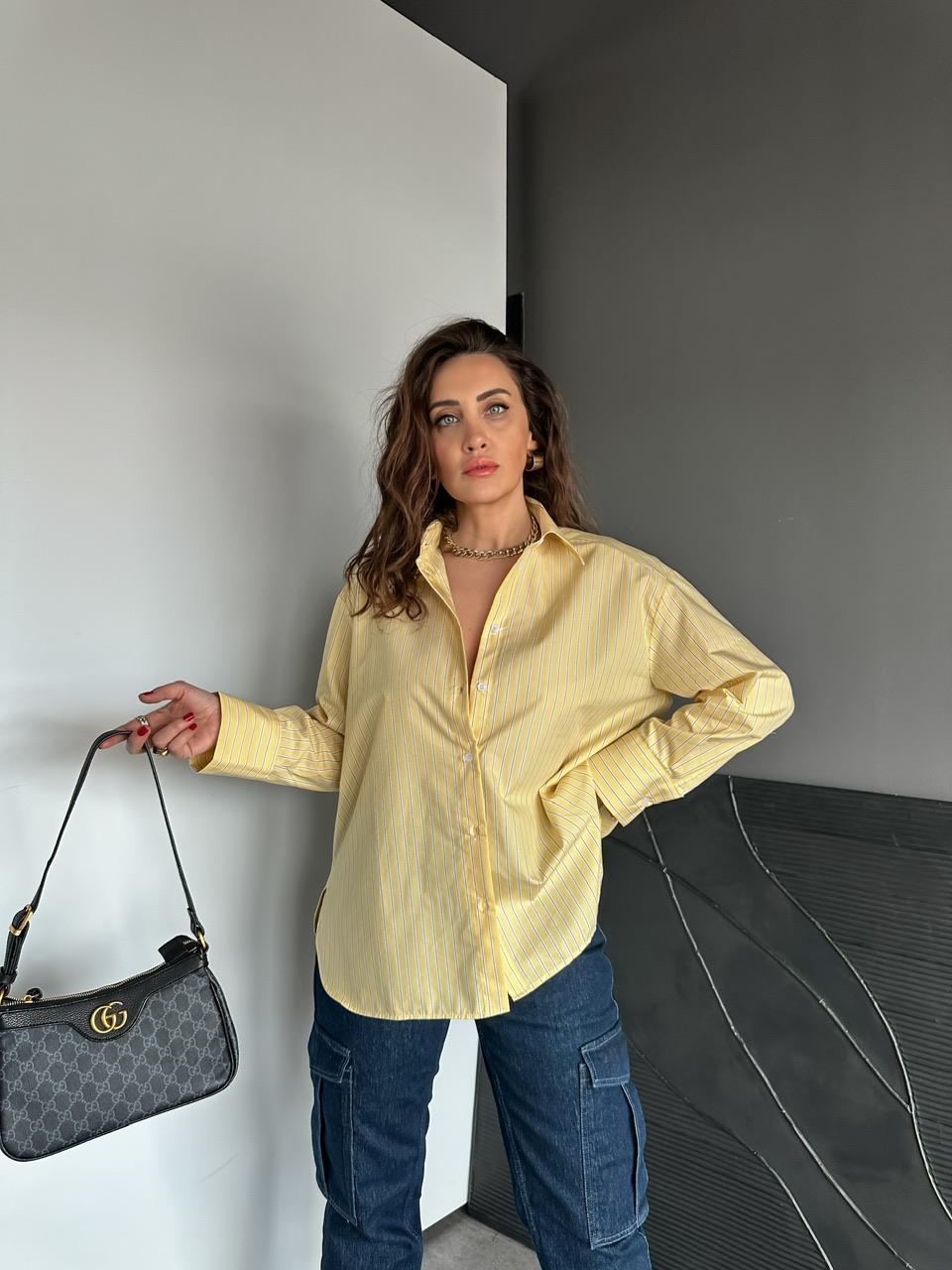 Sarı Çizgili Orijinal Poplin Gömlek