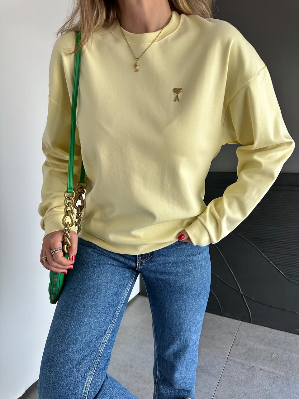 Sarı Logolu Marka Model Sweatshirt