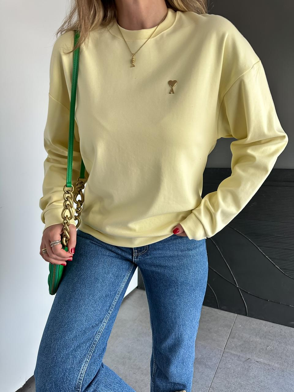 Sarı Logolu Marka Model Sweatshirt