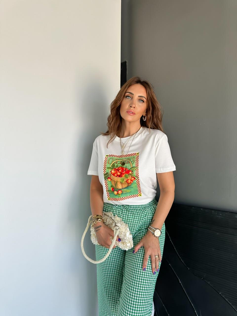 Sepet Cherries Baskılı Tshirt
