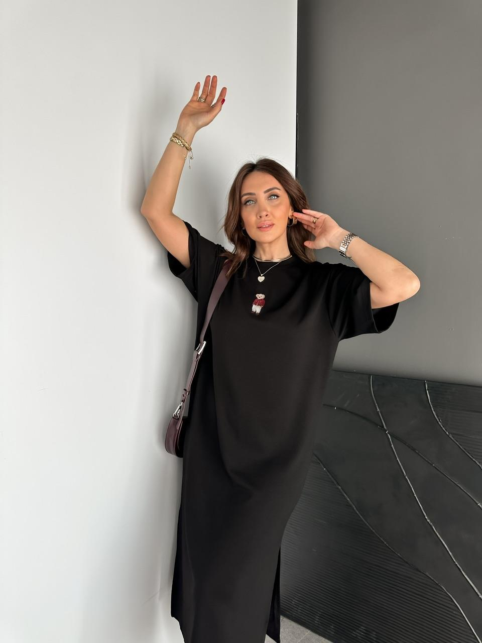 Siyah Ayıcıklı Modal Basic Elbise