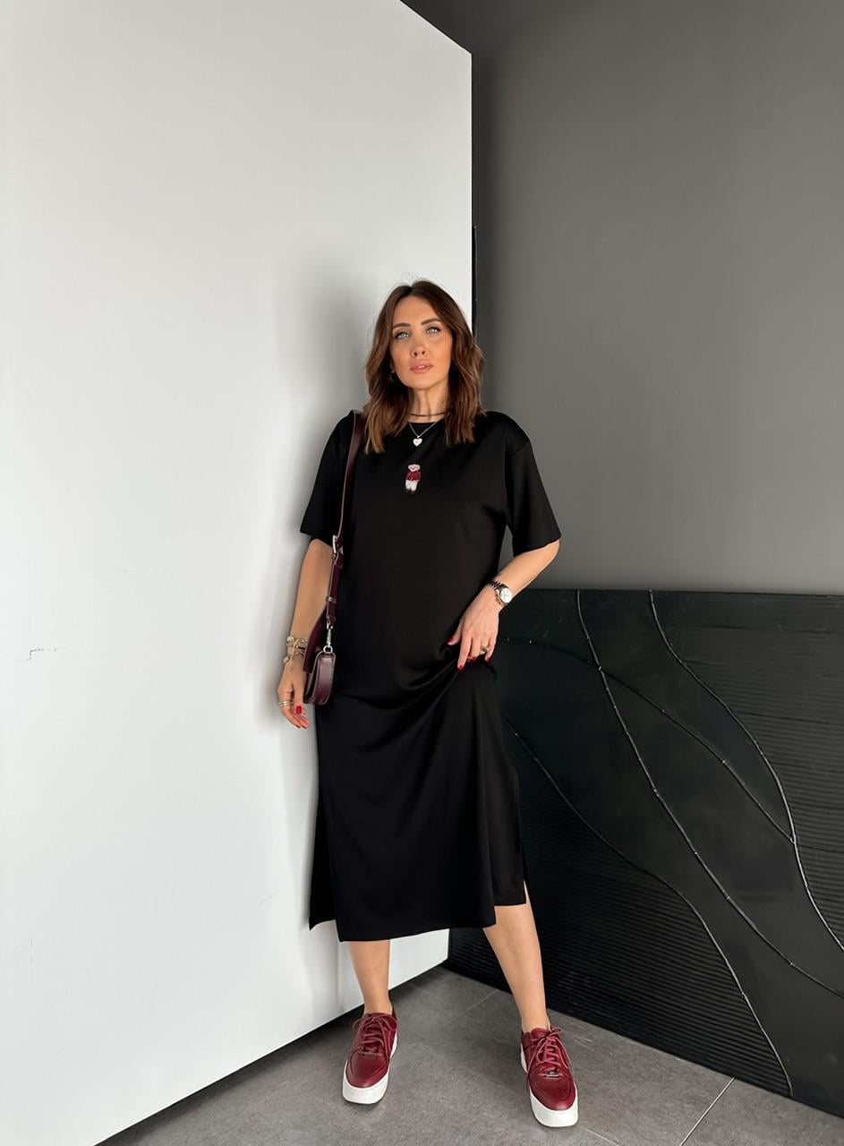 Siyah Ayıcıklı Modal Basic Elbise